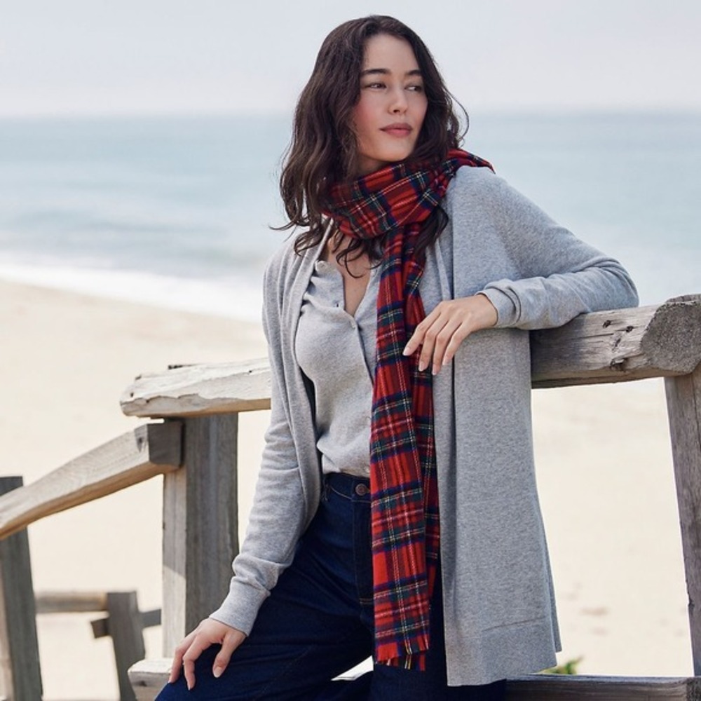 Lands' End Women's Long Sleeve Open Long Cardigan‎ Sweater Size M Preppy